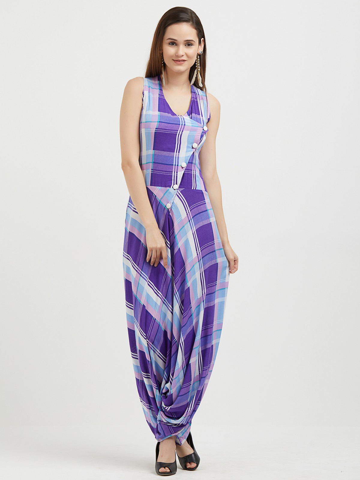 purple gingham jumpsuit